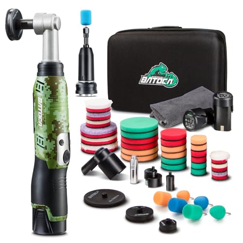 BATOCA S6 Mini Cordless Polisher for Car Detailing, 2x2.0Ah Batteries, Rotary Buffer, 12mm Dual Action Polisher 1-3 Inch, 2 Different Speeds Heads Systems, 4.2k-21k&1-5k RPM Camouflage Pattern Style - size: Camouflage Pattern Style with 2 batteries