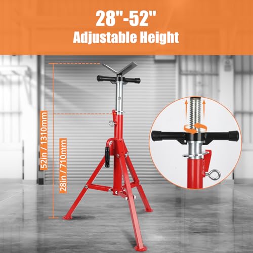 Heavy-Duty Pipe Jack Stand, 2500 lb Load Capacity, Adjustable Height 28"–52", Folding Steel Pipe Support Stand with Wide Stable Base for Welding, Automotive Repair, Construction & Fabrication Projects - size: 2500 lbs(Red)