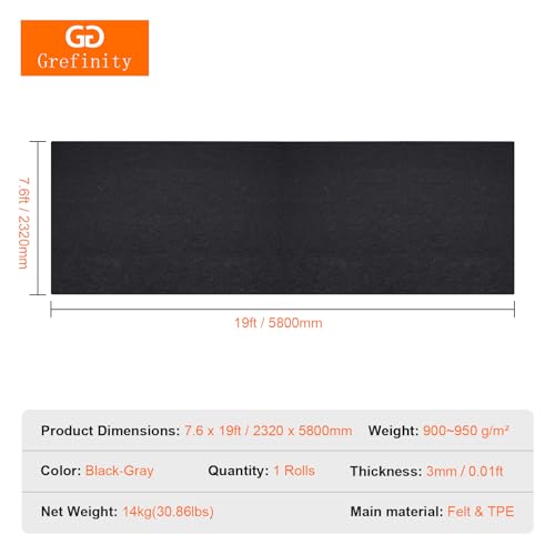 Grefinity Garage Floor Mat，7.6'x 19' Oil Spill Mat | Oil Spill Mat, Heavy Duty Under Car Mat, TPE Anti-Leak Backing, Reusable & Washable - size: 7.6'x 19'