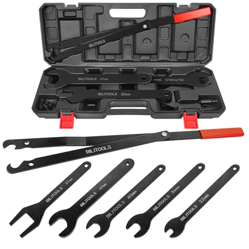 BILITOOLS Fan Clutch Removal Tool Kit 22 36 40 47 51MM Wrench Set | Pulley holder with pin kit, Fan clutch wrench set, Cooling fan clutch removal install tool, Compatible with Ford Dodge GM