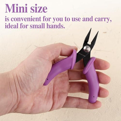 SPEEDWOX 4 Inch Mini Long-Nose Pliers for Jewelry Making Tweezer Nose Pliers Mini Needle Nose Plier Short-Nose Plier Flat Smooth Jaw Jewellery Making Tool Bending Wire Work Craft - size: 4" Chain Nose