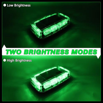 Rechargeable Emergency Roof Top Strobe Light Wireless Battery, 48LED 17 Flashing Modes,High Low Brightness,Hazard Traffic Lights w/Magnetic Base, Remote Control for Construction Vehicles (Green) - color: Green