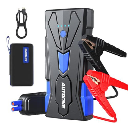 AUTOONE 6000A Car Battery Jump Starter Up to All Gas & 12L Diesel Engine, Car Battery Jumper Starter Portable 12V Jump Box with USB Output, Storage Case, LED Flashlight - size: 6000A