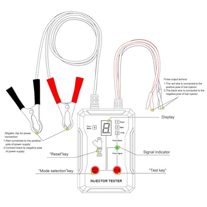 Fuel Injector Tester Cleaning Tool Kit 2 in 1 Dual Channel 8 Pulse Modes with 8 Adapters for Automotive Injector Diagnostics (White) - color: White