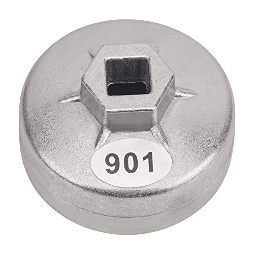 AHL 901 Cap 65mm Oil Filter Wrench 14 Flute 1/2" Square Drive Oil Filter Removel Tools Filter Socket Wrench Spanner Hand Tool for New Big Overlord, Aeolus, Camry, Nissan Bluebird, Flat, Toyota A - size: 901