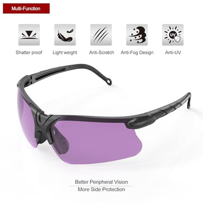 xaegistac Shooting Glasses with Case-Safety Glasses Anti Fog | Z87.1 Certificated Impact Resistance Safety Glasses for Hunting Shooting Sports - color: Purple Lens Black Frame
