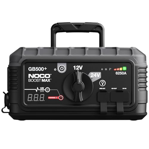 NOCO Boost Max GB500: 6250A UltraSafe Jump Starter – 12V & 24V Lithium Battery Booster Pack, Portable Jump Box, Power Bank & Jumper Cables - for 45L Gas and Diesel Engines
