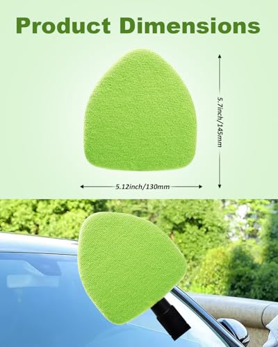 5 Pack Microfiber Pads, Replacement Heads Cover, Windshield Cleaner Tools, Washable & Reusable Triangle Pads, Fit for Window Reach Tool, Handle Not Included (Green) - color: Microfiber Triangle (Green)