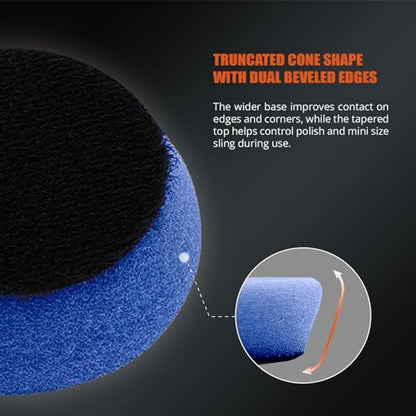 SPTA Blue Mini High-Cut Foam Polishing Pad Sets, 10Pcs 1.3inch/32mm Sponge Polishing Buffing Pads, Car Foam Detail Polishing Pad Kit for Car Detail Polishing, Small Area Polishing -FF102-10 - color: 10Pcs Blue Moderate-Cut Pad, size: 1 Inch (25mm)