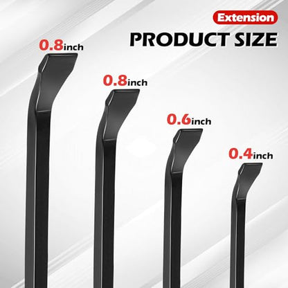 TOOLEAGUE Utility 4Pcs Pry Bar Set,8",12",18",24" Mechanic Hand Tools with Thicker Strike Cap Handle,Heavy Duty Pry Bar Tools for Automotive,Black and Red - size: 8",12",18",24"