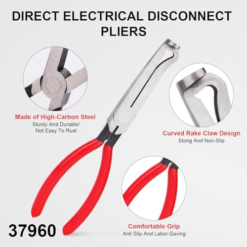 4PCS Electrical Disconnect Pliers Set For Car: Automotive Tools Electrical Plug Connector Removal Disconnect Pliers Kit, Connector Separator and Hose Clamp Plier