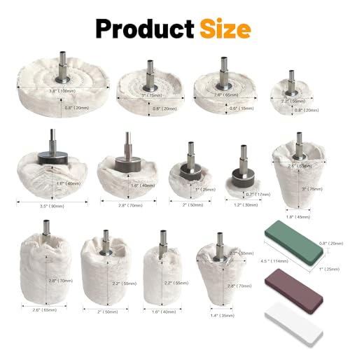 13PCS Drill Buffing Wheel Kit with 3 Polishing Compounds, Buffing Pads for Drill, Cotton Polishing Wheels for Stainless Steel Aluminum Chrome Metal Car Detailing and DIY Projects - color: 16PCS