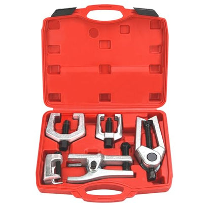 5-in-1 Ball Joint Separator Pitman Arm Puller Tie Rod End Tool Set for Front End Service Tie Rod Removal Tool Splitter Removal Kit - color: Red