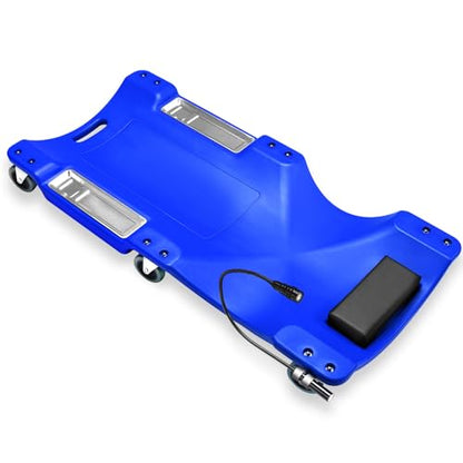 Auto Dynasty 40 Inches Mechanic Creeper, Automotive Garage Repair Low Profile Under Car Rolling Creeper with LED Light and Padded Headrest, Plastic, Blue - color: Blue, size: 40" L (w/LED Light)