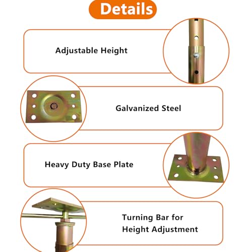 2 Pack 59" - 100" Adjustable House Floor Screw Jack Post for Leveling | 8ft Floor Joist Support Jack Pole Rod, Fit for Basement Ceiling Crawlspace Beam Roof Wall Stair - size: 59-100 inch