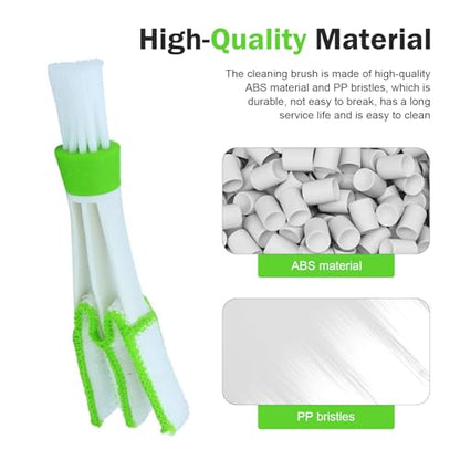 3 PCS Mini Car Air Vent Gap Duster Brush, Double Ended Soft Bristle Dashboard Window Blind Duster, Deep Cleaning Car Interior Dust Remover Tool for Most Cars SUVs Trucks (Green)