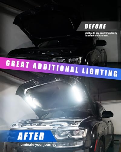 Keiurot Under Hood LED Light Kit 12V, Auto On/Off,Universal Fit Any Vehicle | Hand Switch Included,1000 Lm/Strip, 250CM Lead Wire, Waterproof Flexible 2-in-1 Hood Light Strip For Cars SUV RV and Trucks