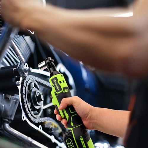 Electric Ratchet Wrench 21V, 3/8" Cordless Ratchet Wrench 40 N.M, Battery Powered Ratchet with Battery & Charger (2.0Ah), Power Socket Torque Wrench Ratchet with 7 Sockets