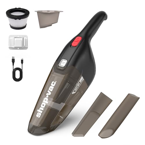 Shop-Vac Wet/Dry Handheld Vacuum Cordless, Wall-Mounted Hand Vac, Black | Powerful Portable Car Vacuum Rechargeable with Crevice Tool, Lightweight Hand Vacuum for Home & Car, Washable Filter - color: Black