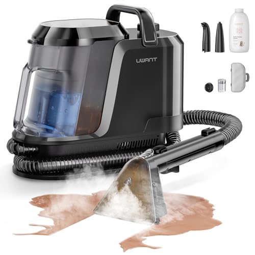 Uwant Carpet Cleaner Machine with Steam&Hot&Cold Water System 18Kpa Powerful Suction Upholstery Cleaner Machine with Textile Cleaner for Pets, Carpet Steam Cleaner with Specialty Tools for Cars