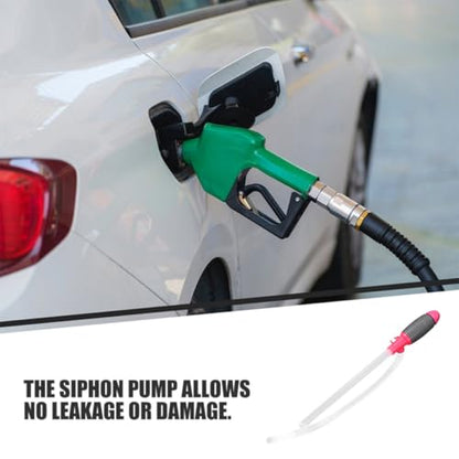 Abaodam 2 Pcs Manual Siphon Pump for Gasoline, Portable Plastic Transfer Pump Kit for Car Oil Changes, Hand Operated Fluid Extractor with Clip for Automotive Use