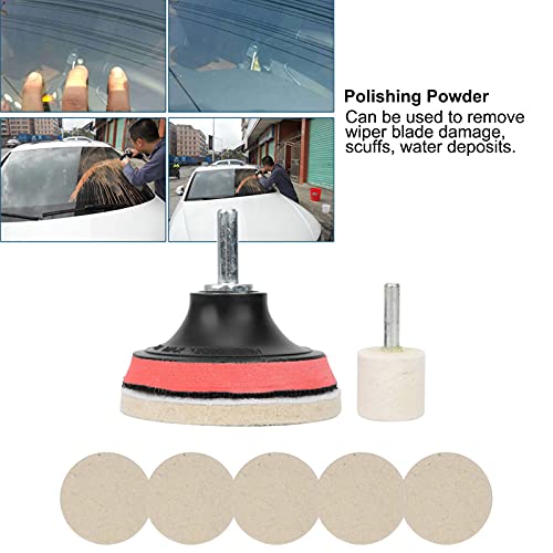 Ejoyous Glass Polishing Kit, Car Windscreen Scratch Remover Window Repair Tool 100g Cerium Oxide Powder Wheel Polishing Pad Kit for Windshield