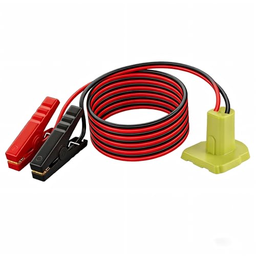 Jumper Cables Compatible with Ryobi 18V Battery Jumper Starter, 8AWG 2FT Booster Cable with Adapter Alligator Clip, 392°F/200℃ Heat Resistant Silicone Wire for Jump Starting Cars and RVs - color: Green