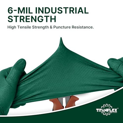 TitanFlex Heavy Duty Industrial Nitrile Gloves with Raised Diamond Texture, 6-mil, Latex Free (Dark Green/Yellow) - color: 03 Dark Green (1000ct), size: Medium