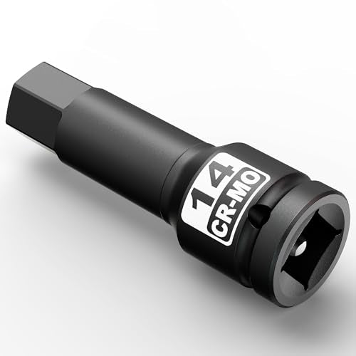 1/2" Drive 14 mm Hex Impact Bit Socket, H14 Allen Bit Socket, Metric, Cr-Mo Steel, Automotive Repair Industrial Maintenance and DIY Enthusiasts Alike - size: 1/2" H14 Deep