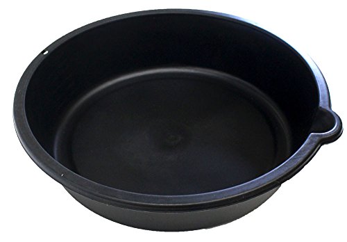QUIX 14.5" Oil Draining Pan | Black ABS Plastic | Built-in Pour Spout | Markings for 1-6 Quarts | Lightweight Design