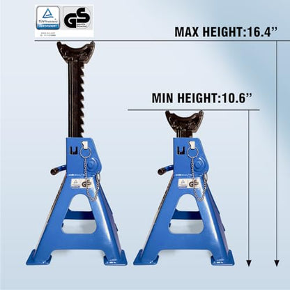 Car Jack Stands 2 Ton with Double Locking and Large Foot Base for Lifting Cars,SUVS,MPVS, Heavy Duty Steel, 4400 lb Capacity, 1 Pair, Blue - size: 2T