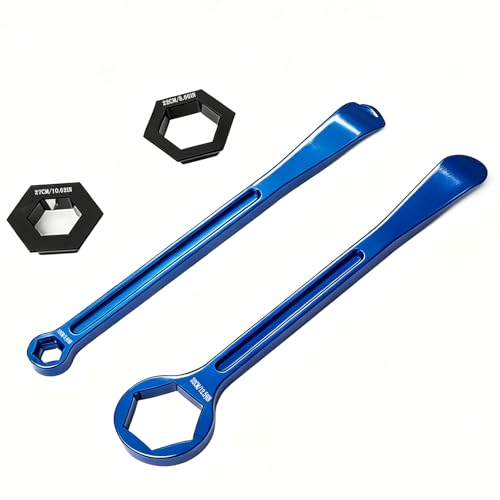 Motorcycle Tire Spoons,10/13/22/27/32(0.39''/0.51''/0.87''/1.06''/1.26'') Tire Iron Lever Tool Spoon Wrench Set Motorcycle Tire Change Kit Compatible with Pit/Dirt/MX Motorcycles XC SX(Blue) - color: Blue
