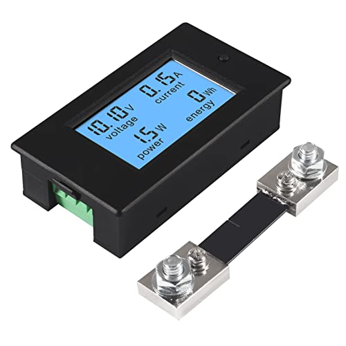 DC 6.5-100V 0-100A 12V 24V 36V 48V 60V 72V Volt Amp Watt Meter LCD Display Digital Current Voltage Power Energy Meter Multimeter Ammeter Voltmeter with 100A 75mV Current Shunt Pack of 2