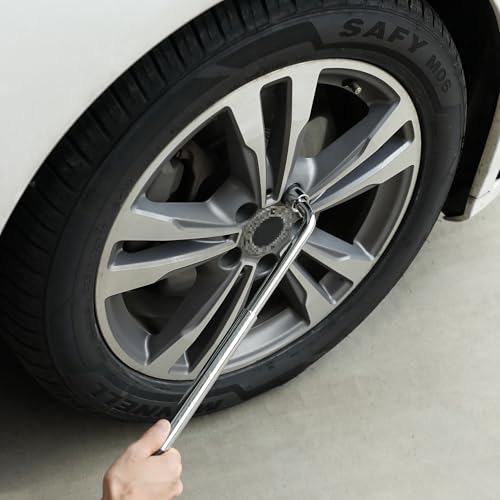 Bates Telescoping Lug Wrench - 1/2 Drive With 17/19mm and 21/23mm Sockets - Tire Iron and Nut Removal Tool
