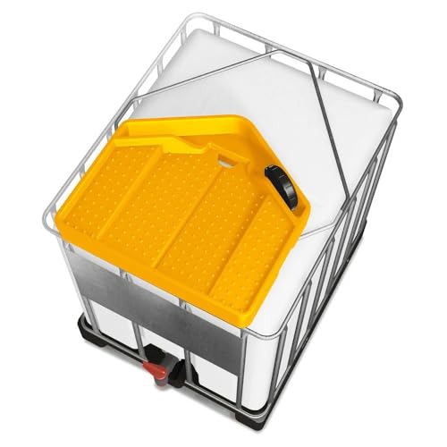 DENIOS® IBC Tote Funnel - Premium IBC Funnel chemically Resistant Polyethylene in Yellow – 1x - Large Drain Opening (4.9in) - Made in USA - color: Yellow
