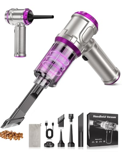 Portable Car Vacuum Cleaner 15000pa - 4 in 1 Vacuum Cleaner&Air Duster, Rechargeable Handheld Vacuum with Multi-Nozzles for Car, Home, Pet,an Ideal Gift for Both Men and Women(Pink)