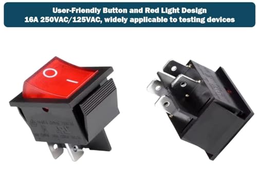 2 Pcs On/Off Switch Fits Batery Load Tester Compatible with Schum-acher BT-100 Compatible with Voltmeter no More Than 100Amp 4 Pin Rocker Switch with Red Light 16A 250VAC/125VAC