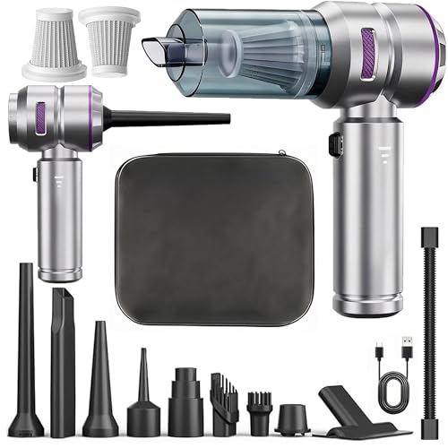 Car Vacuum Portable Cordless, 4-in-1 Handheld Vacuum 22000Pa Super Power with 10 Cleaning Nozzle Tools for Nooks and Crannies - color: Silver