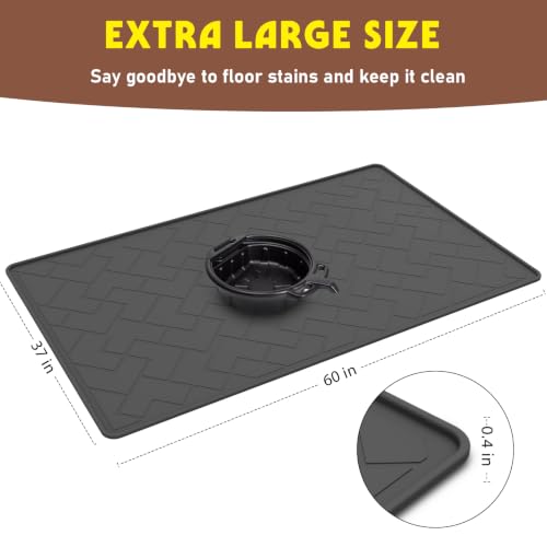 Oil Spill Mat for Garage, 60" x 37" Heavy Duty TPE Oil Change Mat with Raised Edge, Reusable Oil Drain Pan, Waterproof, Oil-Proof, Non-Slip Under Car Mat,Protect Garage Surface from Spill & Stain | Oil Spill Mat