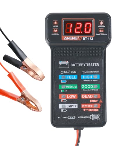 Battery Tester 12v Automotive,Car Accessories Universal Car Battery Tester,Voltmeter with LCD Display and LED Indication,Automotive Replacement,Suitable for Cars,Motorcycles,Trucks,RVs,ATV