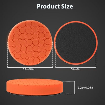 Buffing Polishing Pads, 5Pack 3.5 Inch Face for 3 Inch Backing Plate Compound Buffing Sponge Pads Cutting Polishing Pad Kit for Car Buffer Polisher, Polishing and Waxing - color: 5pcs-3Inch