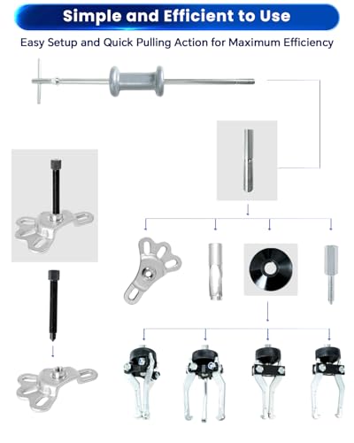 ATPEAM 17pcs Slide Hammer Dent Puller Set, 5lb Slide Hammer Axle Bearing Dent Hub 2 3 Internal External Gear Puller Set Auto Body Truck Repair Took Kits - size: 17pcs Slide Hammer