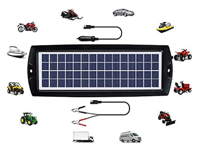 Sunway Solar Solar Car Battery Trickle Charger & Maintainer 12V Solar Panel Power Kit Portable for Car Automotive RV Marine Boat Motorcycle Truck Trailer Tractor Powersports Snowmobile Farm Equipment - size: 4W