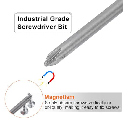 HARFINGTON 5pcs #1 Phillips Screwdriver Bit PH1 1/4" Hex Shank 8" (200mm) Long Magnetic S2 Steel Industrial Grade Screw Driver Bit Cross Head Electric Drill Bits 0.177" (4.5mm) Rod - size: PH1 x 200mm x 4.5mm