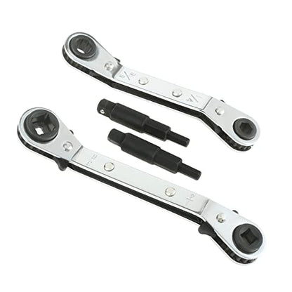 gohantee Hvac Service Wrench Tools Air Conditioner Valve Ratchet Wrench | 3/16” to 3/8” 5/16'' x 1/4'' with 2 Hexagon Bit Adapter Kit for Air Refrigeration Tools and Equipment Repair Tools Clearance