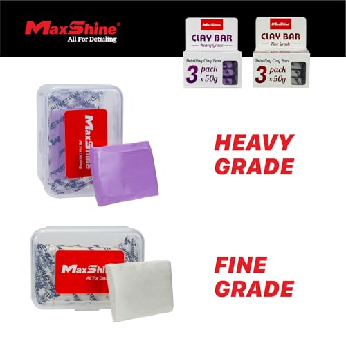 Maxshine 3-Pack Magic Clay Bar (50g Each) – Fine Grade Clay for Car Detailing – Removes Surface Contaminants from Paint, Glass, Plastic & Metal – Reusable Clay for Auto & Boat Detailing - style: 3-Pack Fine Grade