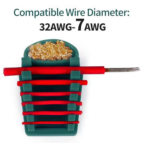 YIHUA S200 Green Heat-Resistant Silicone Soldering Wire Holder with Brass Wool Cleaner, 6 Grooves, Storage Tray, Helping Hands Soldering Wire Welding Fixture, Compatible Diameter 32-7AWG - color: Green