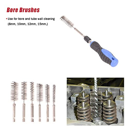 Professional Diesel Injector Seat Brush Master Cleaning Kit, Cylinder Heads Stainless Steel