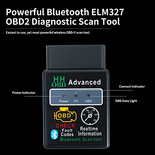 OBD2 Bluetooth Wireless Diagnostic Code Reader OBD II Scan Tool Reset & Clear Check Car Engine Light,Bluetooth Scanner Read, Compatible with iOS& Android & Windows - color: black