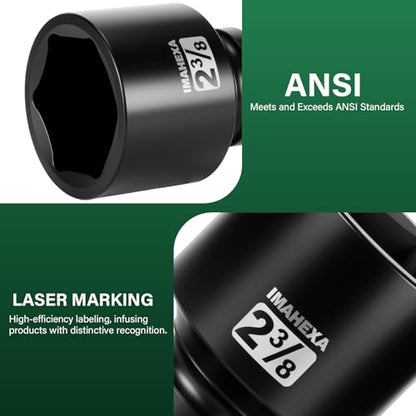 1" Drive Shallow Impact Socket,2-3/8 Inch SAE Jumbo Socket,CR-MO 6 Point for Easy Removal of Large Axle Nut（SAE) - size: 1 Inch Shallow 2-3/8", style: 1"Drive Shallow Impact Socket